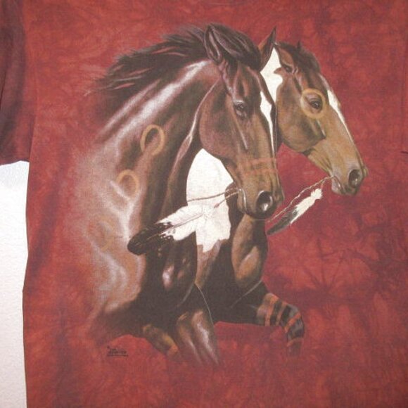 Vtg Y2K The Mountain War Pony T-Shirt Size XL Equestrian Native Horse Western - Picture 2 of 9
